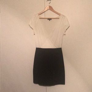 Above the knee black and white dress